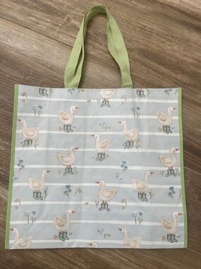 T.J.Maxx Viral Light Blue & Green Duck🦆with Rain Boots Print Reusable Tote Bag